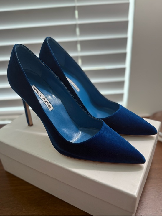 Manolo Blahnik Shoes - Manolo Blahnik Deep Blue Velvet Pointed Pump